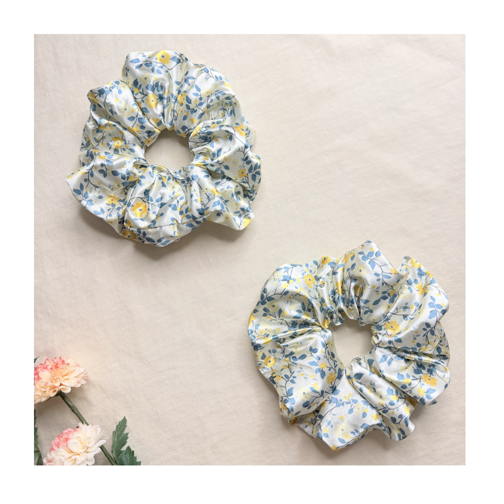 Bluebell Bloom Satin Scrunchies