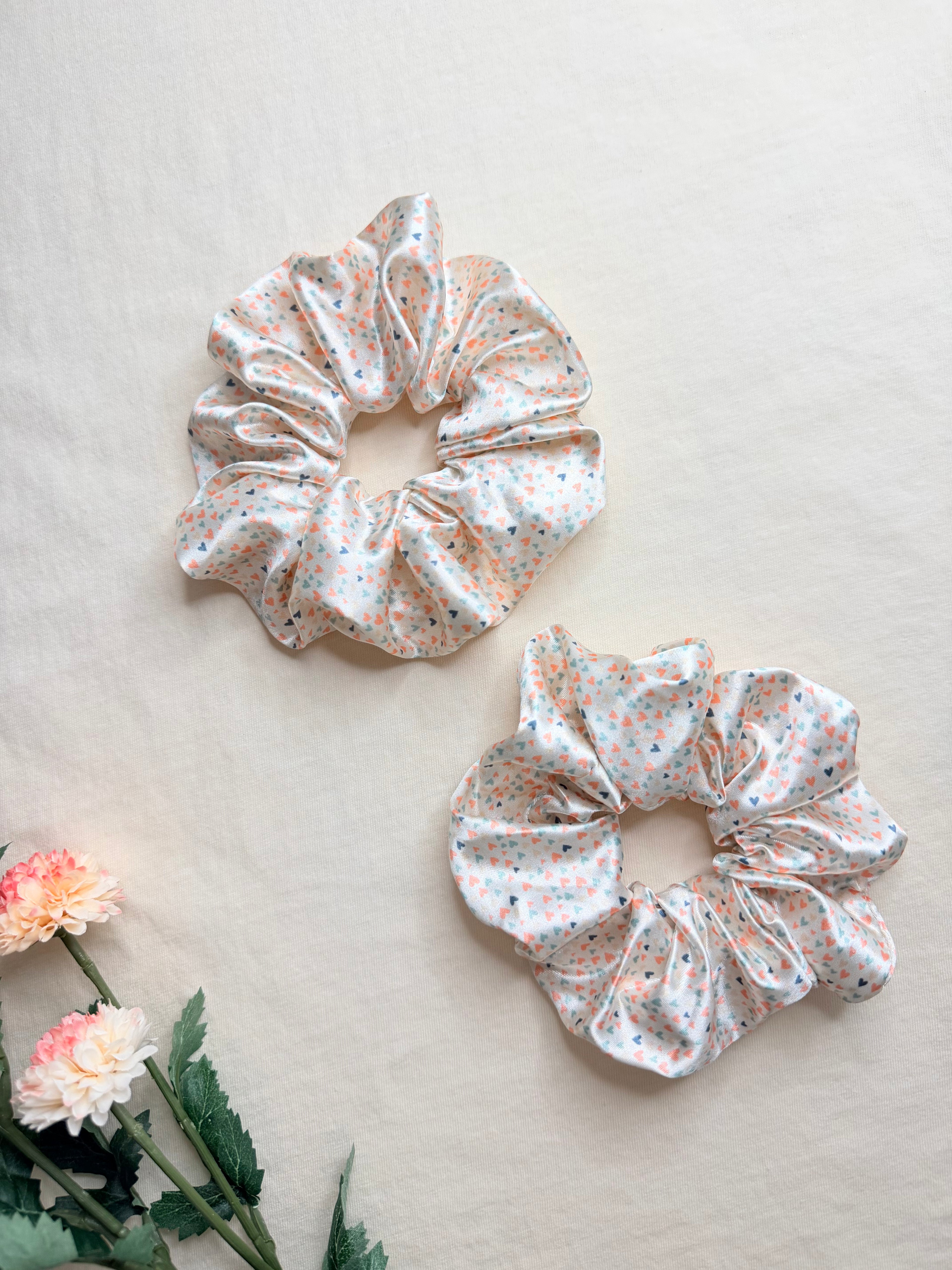 Pink Hearts Scrunchie