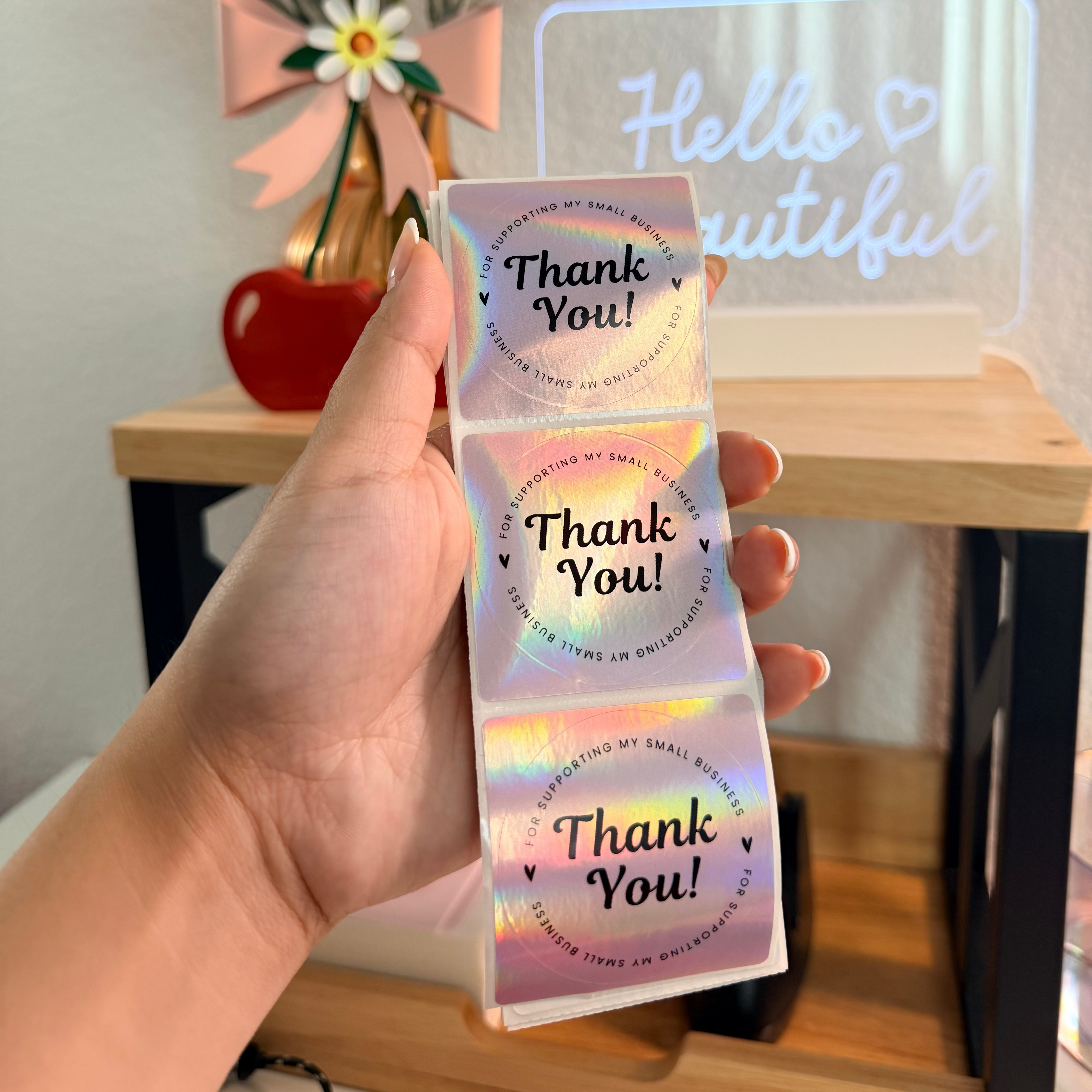 50pcs Holographic Thank You Sticker