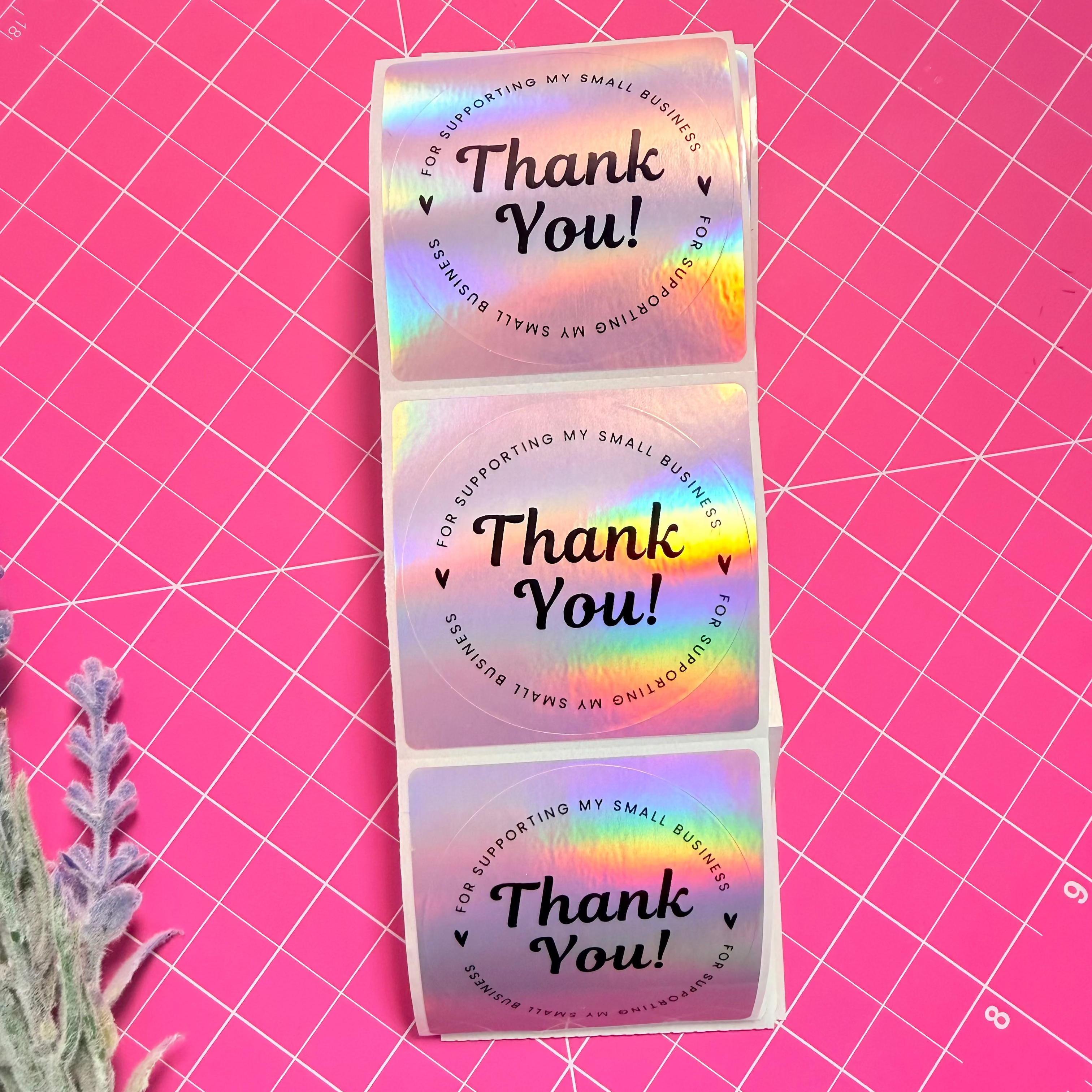 100 Holographic Thank You Sticker – Kai's Apparel & Accessories