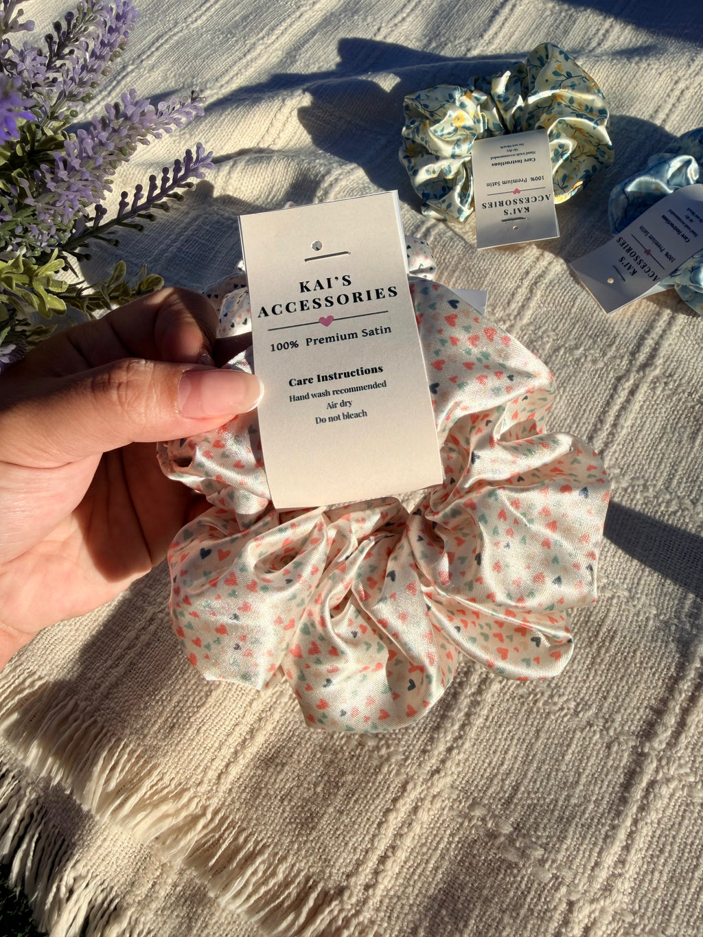 5PCK ASSORTED LARGE SATIN SCRUNCHIES