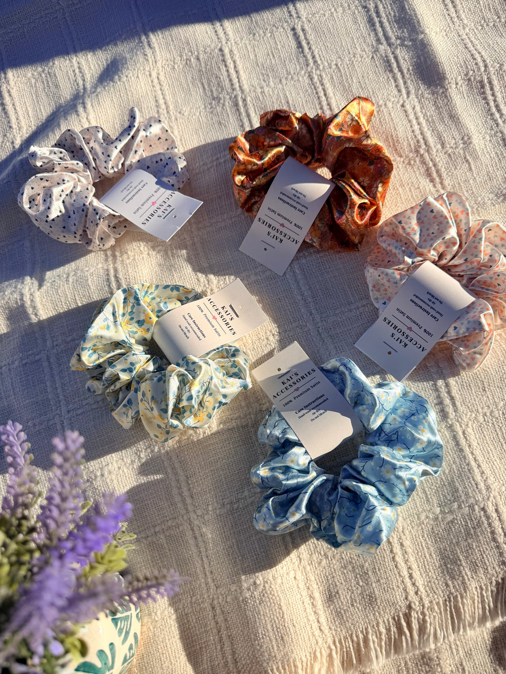 5PCK ASSORTED LARGE SATIN SCRUNCHIES